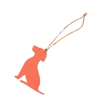 HERMES Petite Labrador Dog bag charm Epsom Togo leather silk Orange Used Women