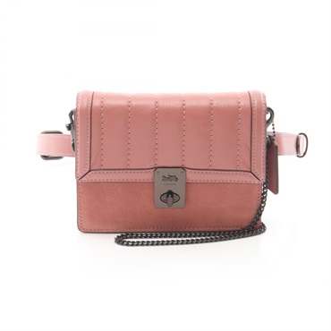 COACH Hatton Waist bag Body bag C0845 leather Suede Pink Used Women