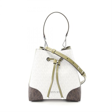 Michael Kors Shoulder Bag 30S0SZ5L1V canvas leather White Khaki Brown Used Women
