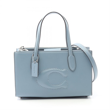 COACH Nina Small Tote Shoulder Handbag CR097 leather Blue Used Women