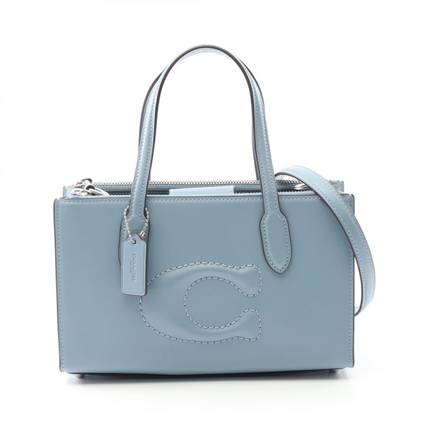 COACH Nina Small Tote Shoulder Handbag CR097 leather Blue Used Women