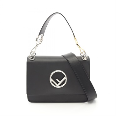 FENDI Canai F Zucca Shoulder Handbag 8BT284 leather Black Used Women