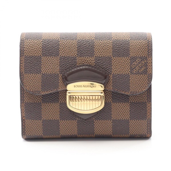 LOUIS VUITTON Portefeuille Joy Tri-fold wallet purse N60034 Damier Ebene Used