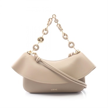 LOEWE OLA Medium Shoulder Handbag leather Beige Used Women