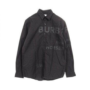 BURBERRY Horseferry long sleeve shirt tops cotton Black logo Used mens size XS