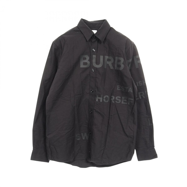 BURBERRY Horseferry long sleeve shirt tops cotton Black logo Used mens size XS