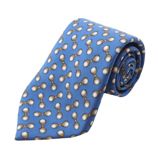 CHANEL Tie silk Blue Yellow Gray Used mens CC Coco