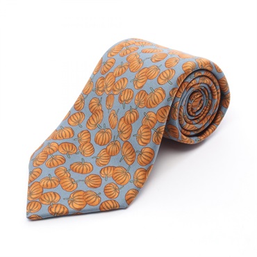 HERMES Tie silk Green Brown Used mens