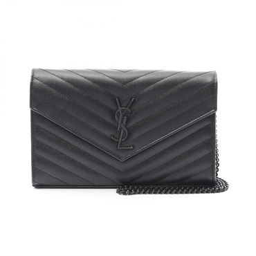SAINT LAURENT PARIS Cassandra Classic Shoulder Bag leather Black Used Women