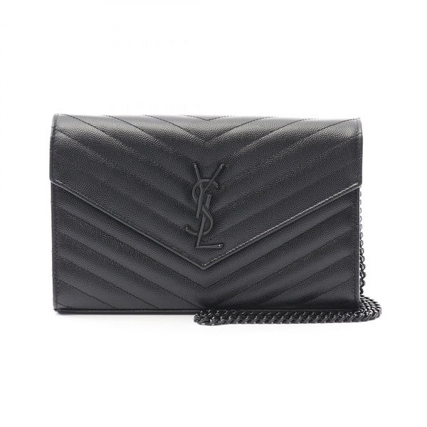SAINT LAURENT PARIS Cassandra Classic Shoulder Bag leather Black Used Women