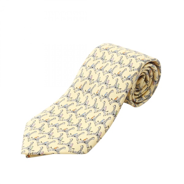 HERMES Patten Tie silk Yellow Multicolor Used mens