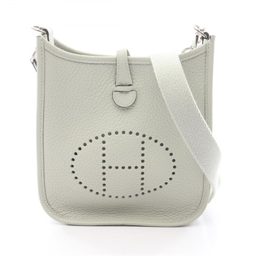 HERMES Evelyne TPM Shoulder crossbody Bag Taurillon Clemence Vert Fizz Used SHW