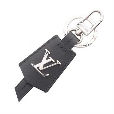 LOUIS VUITTON LV Cloche Cle key ring M68020 leather metal Black Used mens SHW