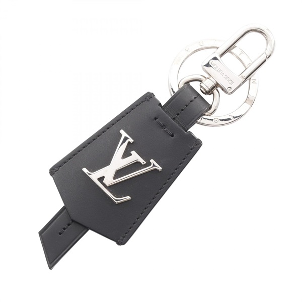 LOUIS VUITTON LV Cloche Cle key ring M68020 leather metal Black Used mens SHW