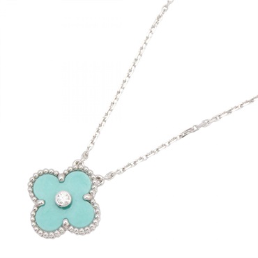 Van Cleef & Arpels Vintage Alhambra Necklace 1PD Necklace 18KWG Celadon Green