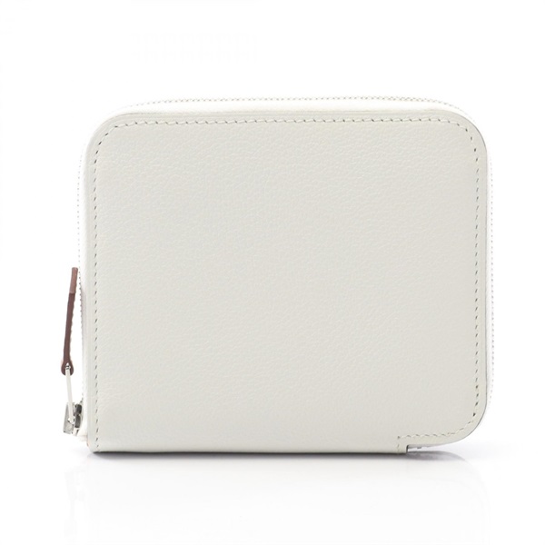 HERMES Azap compact silk in wallet Evercolor leather White Used Women B SHW