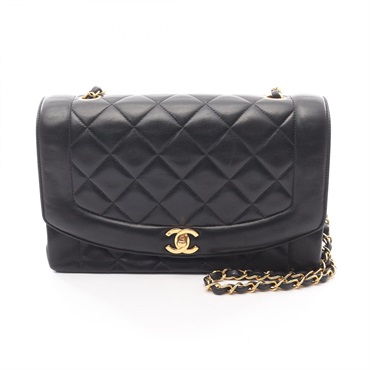 CHANEL Matelasse Diana Flap Crossbody Chain Shoulder Bag A01165 Lambskin Blk GHW