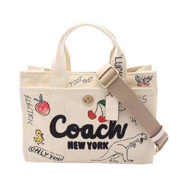 COACH Sketch Print Cargo Tote shoulder crossbody Bag CAM73B4NP canvas natural