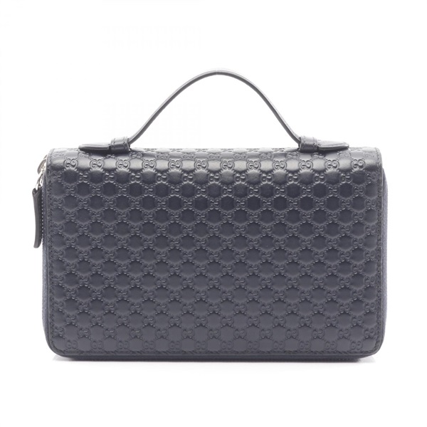 GUCCI Micro Guccisima Around long wallet purse pouch 449246 leather Navy Used