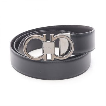 Salvatore Ferragamo Gancini Belt Leather Black #110 Used Mens