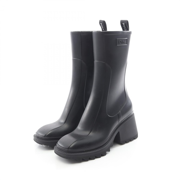 Chloe Betty Rain Shoes Long Boots #37 CHC22A239Z2 rubber Black Used Women