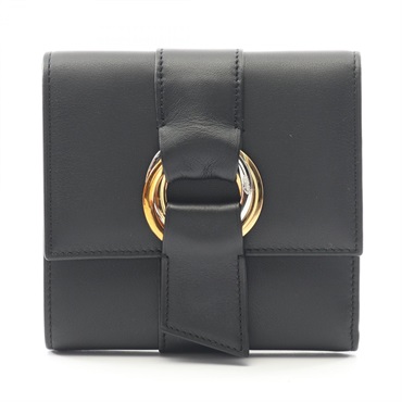 CARTIER Trinity Tri-fold wallet purse L3000663 leather Black Used unisex