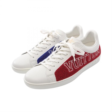 LOUIS VUITTON Luxembourg line sneakers shoes #7 leather Fabric White Red Blue
