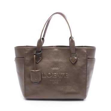 LOEWE Heritage Tote Handbag leather Brown Used Women