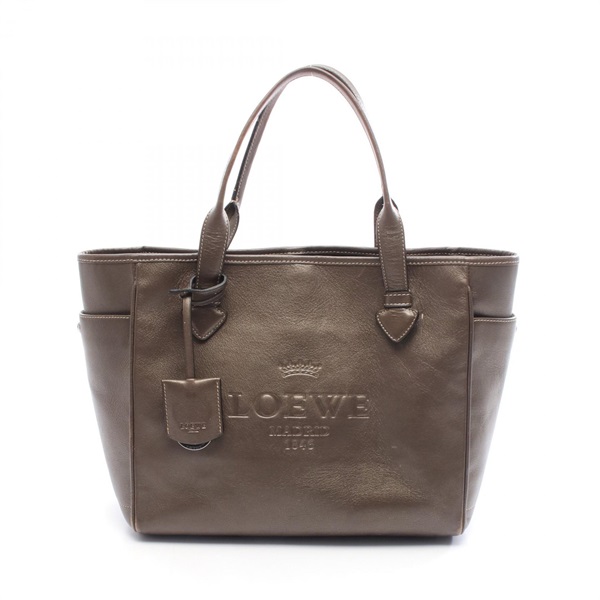 LOEWE Heritage Tote Handbag leather Brown Used Women