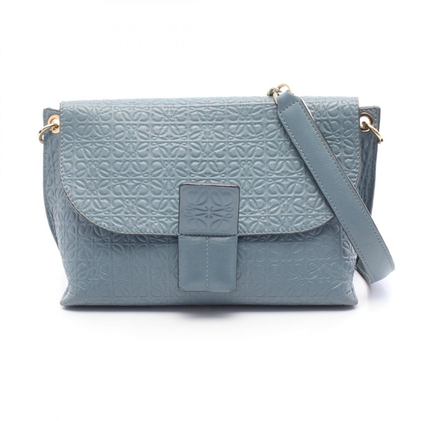 LOEWE Avenue Repeat Anagram Shoulder Crossbody Bag leather Blue Used Women