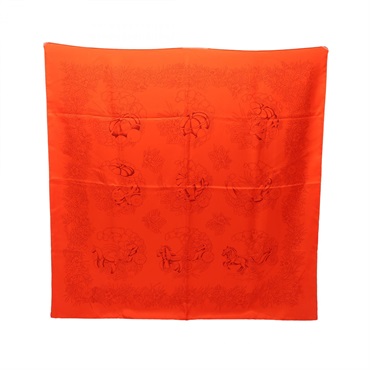 HERMES Carre 90 De la Citrouille a la Caleche Scarf stole echarpe silk Red Used