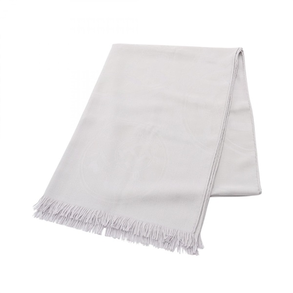 HERMES New Libris stole echarpe wrap silk cashmere Gray Used Women