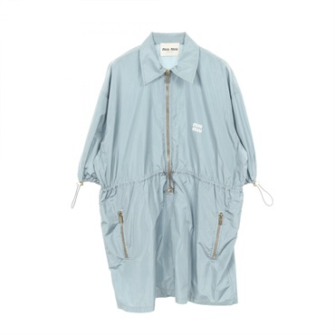 Miu Miu Mini shirt Dress #36 MF4806 Nylon Technical silk Blue Used Women