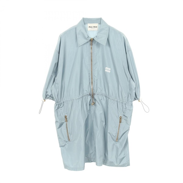 Miu Miu Mini shirt Dress #36 MF4806 Nylon Technical silk Blue Used Women