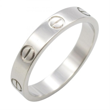 CARTIER Mini Love Ring 18KWG White Gold Used #54 Unisex US Size 6.5