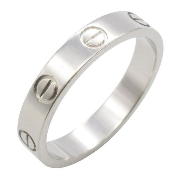 CARTIER Mini Love Ring 18KWG White Gold Used #54 Unisex US Size 6.5