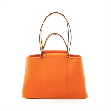 HERMES Cabag Elan PM Tote shoulder hand Bag M Toile officier hunter Orange SHW