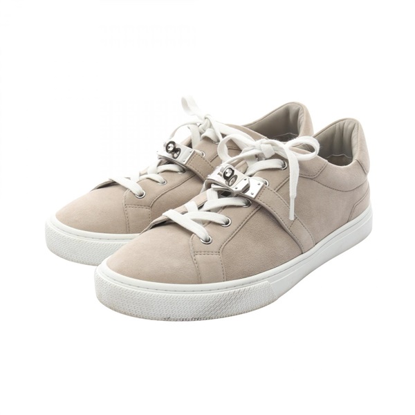 HERMES Day Kelly Buckle Sneakers Shoes Suede Gray Used mens size 41.5