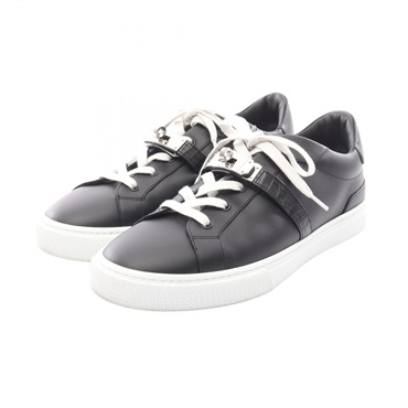 HERMES Day Kelly buckle Sneakers Shoes leather Black Used mens size 41.5