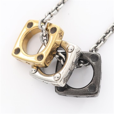 LOUIS VUITTON Monogram Bold Necklace Pendant Stainless Steel Used Women LV
