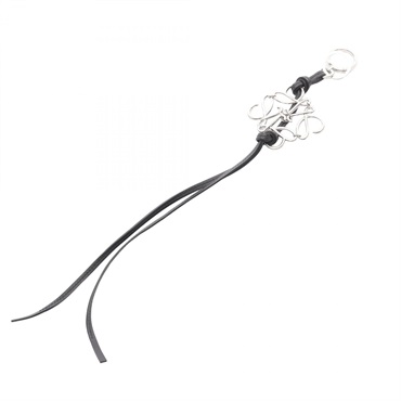 LOEWE Anagram charm leather metal ShW Black Used Women