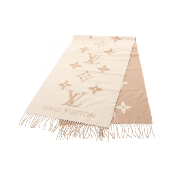 LOUIS VUITTON Reykjavik Monogram Giant Scarf stole M78123 cashmere Beige used