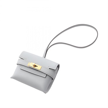 HERMES Kelly Festival Bag charm Swift leather Gray Blue glacier GHW Women K