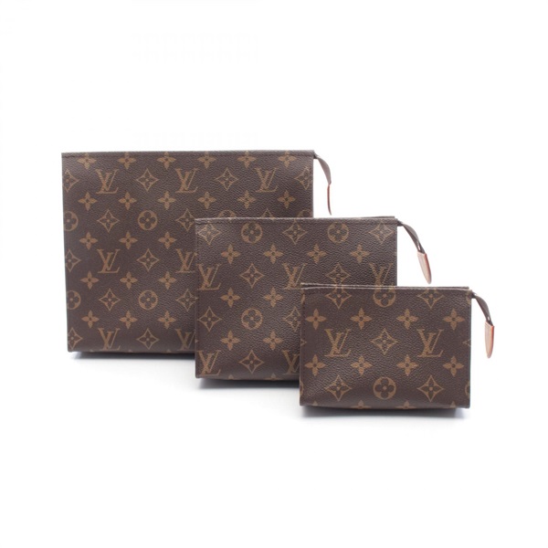 LOUIS VUITTON Trio Toilet Pouch Bag M47195 Monogram canvas Brown Used Women LV