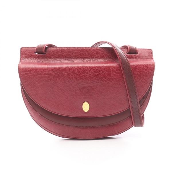 CARTIER Must Line Trinity Crossbody Shoulder Bag leather Bordeaux Used Women