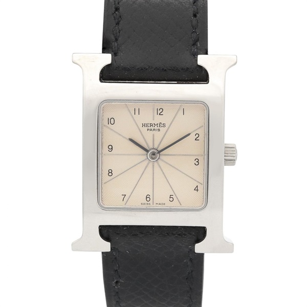HERMES H watch Wrist Watch HH1.210 Quartz Stainless Steel Leather Used Women