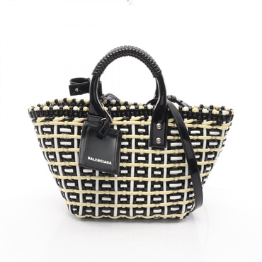 BALENCIAGA Bistro XS Shoulder Handbag Polyester Polyurethane Black Yellow Used