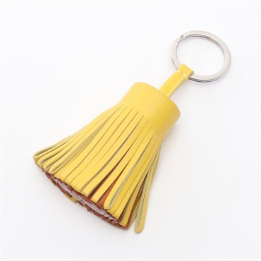 HERMES Carmen Bag Charm Agneau milo leather Yellow Brown Pink SHW Used W