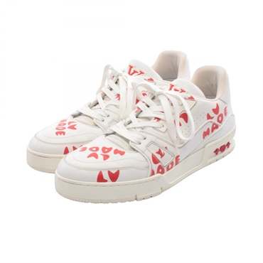 LOUIS VUITTON NIGO Trainer Line sneakers #6 1/2 leather White Red Used mens LV