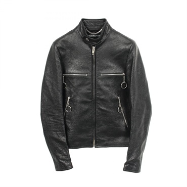 BALENCIAGA single Riders jacket Blouson #44 leather Black Used mens